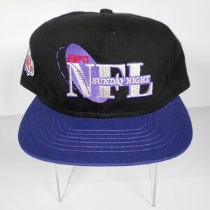 NWT Official ESPN NFL Logo Sunday Night Cap Hat Strapback Black Purple Football